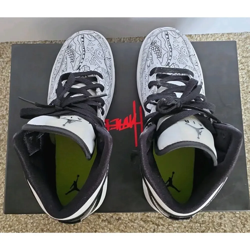 Nike Air Jordan 1 Mid SE (GS) DIY Doodle Black Graffiti DC4099-100, Boys SZ 5Y